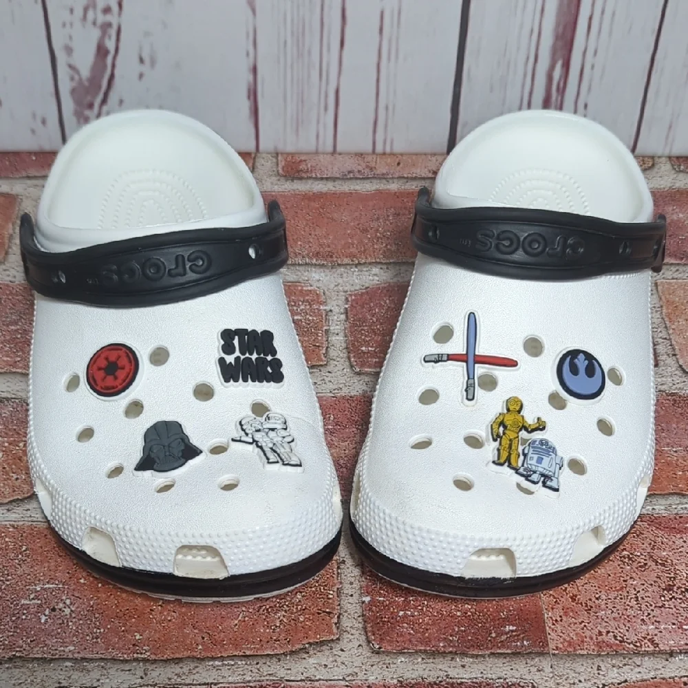 Disney Parks Star Wars Crocs Clogs 2024 Black White Men's 7 Women's 9 HTF Charms